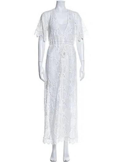 Pre-owned Melissa Odabash Lace Pattern Long Dress In Neutrals