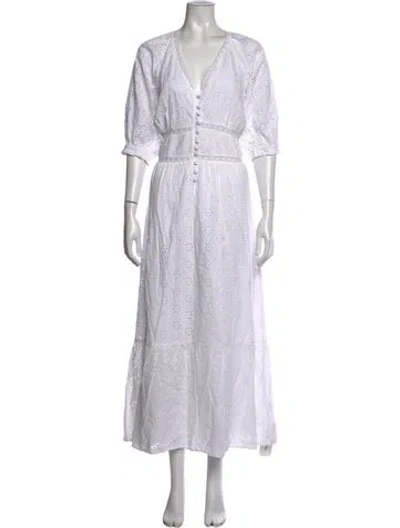 Pre-owned Melissa Odabash Lace Pattern Long Dress W/ Tags In White