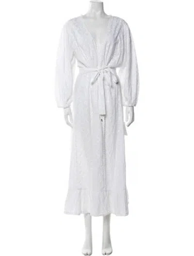 Pre-owned Melissa Odabash Lace Pattern Long Dress W/ Tags In White