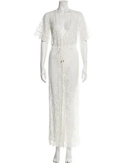 Pre-owned Melissa Odabash Lace Pattern Long Dress In White