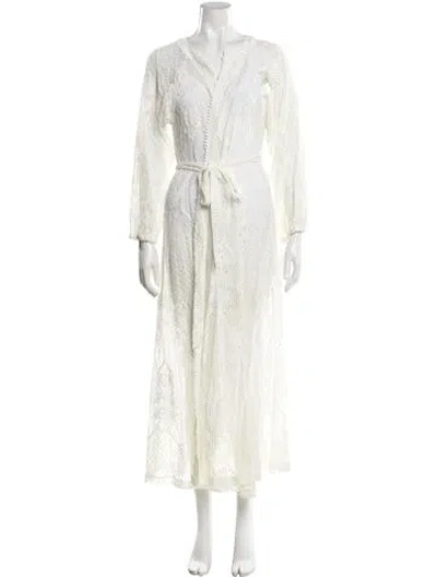 Pre-owned Melissa Odabash Lace Pattern Long Dress In White