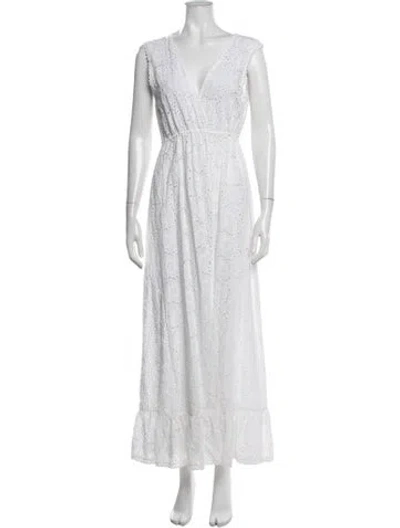 Pre-owned Melissa Odabash Lace Pattern Long Dress In White