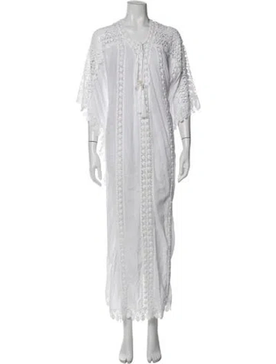 Pre-owned Melissa Odabash Lace Pattern Long Dress In White