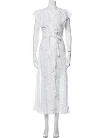 Pre-owned Melissa Odabash Lace Pattern Long Dress In White
