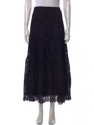 Pre-owned Melissa Odabash Lace Pattern Long Skirt In Black