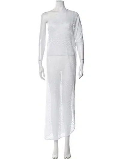 Pre-owned Melissa Odabash Lace Pattern Mesh Accents Cover-up W/ Tags In White