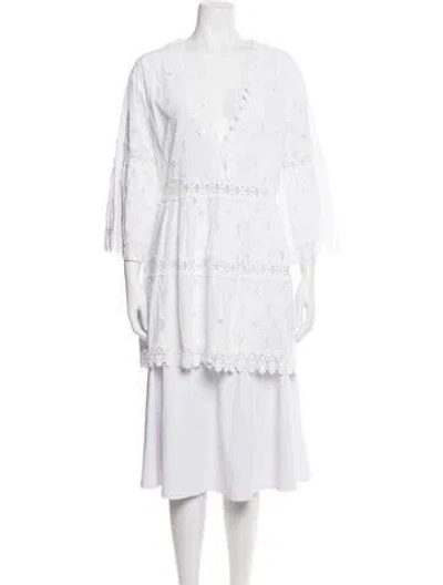 Pre-owned Melissa Odabash Lace Pattern Midi Length Dress In Neutral