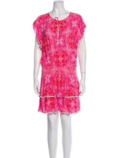 Pre-owned Melissa Odabash Lace Pattern Midi Length Dress In Pink