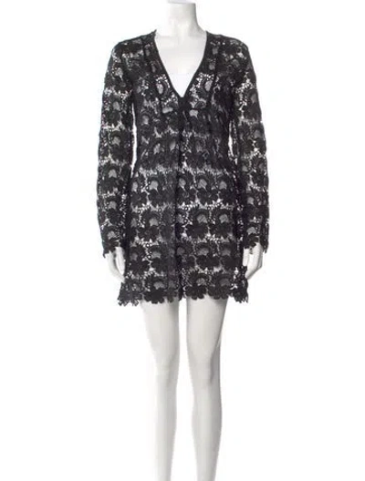 Pre-owned Melissa Odabash Lace Pattern Mini Dress In Black
