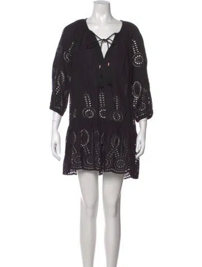 Pre-owned Melissa Odabash Lace Pattern Mini Dress In Black
