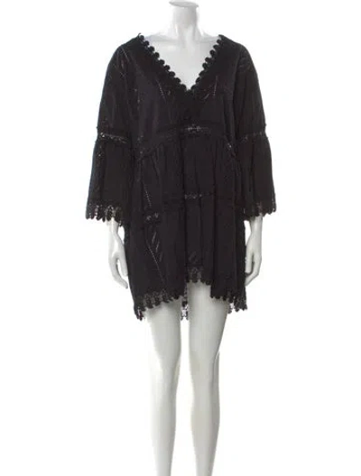 Pre-owned Melissa Odabash Lace Pattern Mini Dress In Black