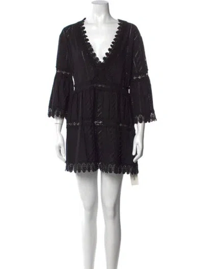 Pre-owned Melissa Odabash Lace Pattern Mini Dress In Black