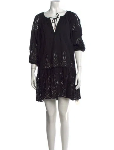 Pre-owned Melissa Odabash Lace Pattern Mini Dress In Black