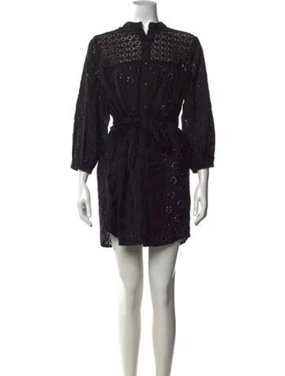 Pre-owned Melissa Odabash Lace Pattern Mini Dress In Black