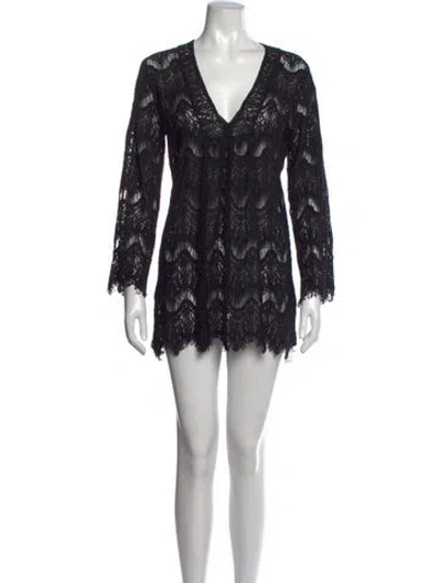Pre-owned Melissa Odabash Lace Pattern Mini Dress In Black