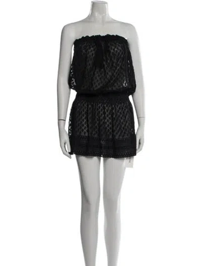 Pre-owned Melissa Odabash Lace Pattern Mini Dress In Black