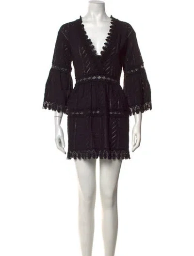 Pre-owned Melissa Odabash Lace Pattern Mini Dress In Black