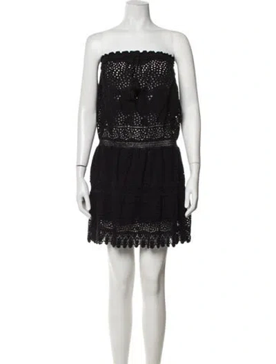 Pre-owned Melissa Odabash Lace Pattern Mini Dress In Black