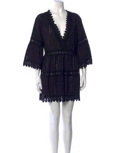 Pre-owned Melissa Odabash Lace Pattern Mini Dress In Black