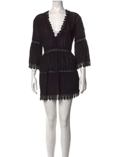 Pre-owned Melissa Odabash Lace Pattern Mini Dress In Black