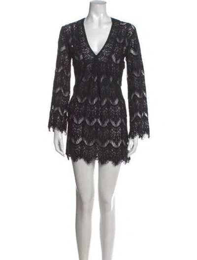 Pre-owned Melissa Odabash Lace Pattern Mini Dress In Black