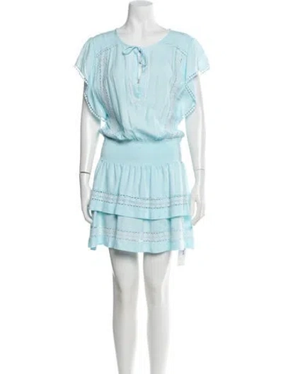 Pre-owned Melissa Odabash Lace Pattern Mini Dress In Blue