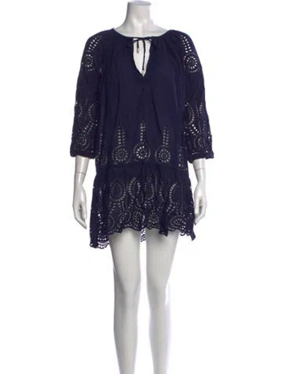 Pre-owned Melissa Odabash Lace Pattern Mini Dress In Blue