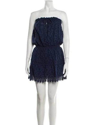 Pre-owned Melissa Odabash Lace Pattern Mini Dress In Blue