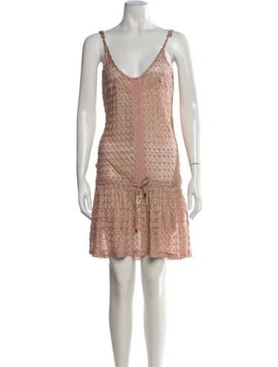 Pre-owned Melissa Odabash Lace Pattern Mini Dress In Brown
