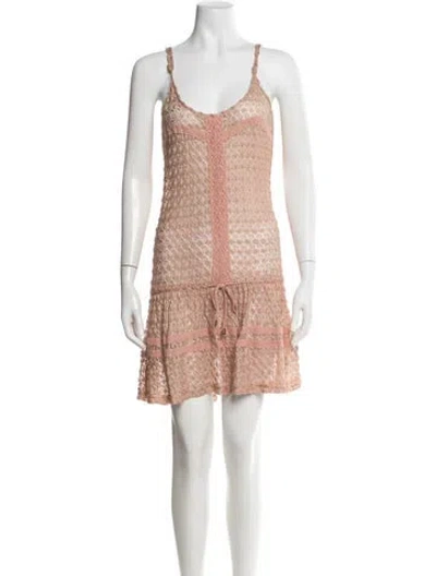 Pre-owned Melissa Odabash Lace Pattern Mini Dress In Brown