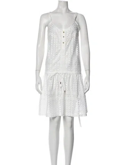 Pre-owned Melissa Odabash Lace Pattern Mini Dress In Gold/neutrals