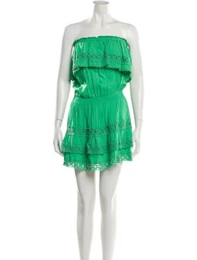 Pre-owned Melissa Odabash Lace Pattern Mini Dress In Green