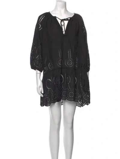 Pre-owned Melissa Odabash Lace Pattern Mini Dress In Grey