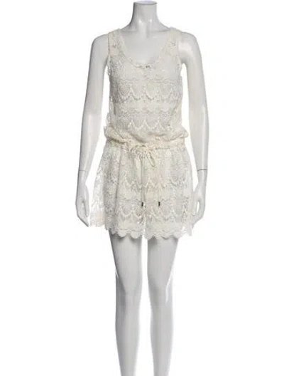 Pre-owned Melissa Odabash Lace Pattern Mini Dress In Neutral