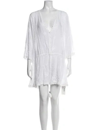 Pre-owned Melissa Odabash Lace Pattern Mini Dress In Neutrals
