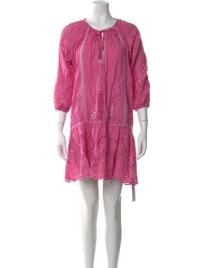 Pre-owned Melissa Odabash Lace Pattern Mini Dress In Pink