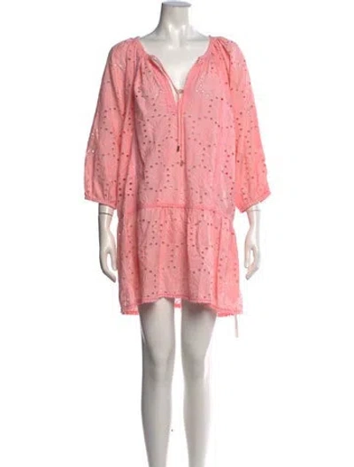 Pre-owned Melissa Odabash Lace Pattern Mini Dress In Pink