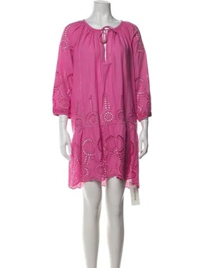 Pre-owned Melissa Odabash Lace Pattern Mini Dress In Pink