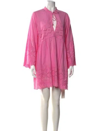 Pre-owned Melissa Odabash Lace Pattern Mini Dress In Pink