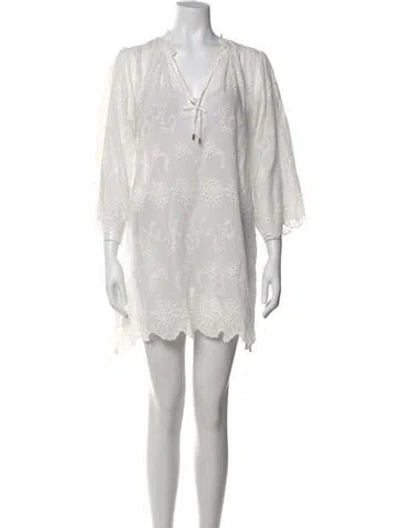 Pre-owned Melissa Odabash Lace Pattern Mini Dress W/ Tags In White