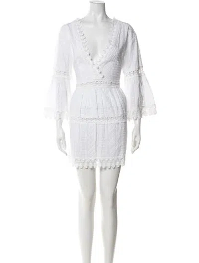 Pre-owned Melissa Odabash Lace Pattern Mini Dress W/ Tags In White