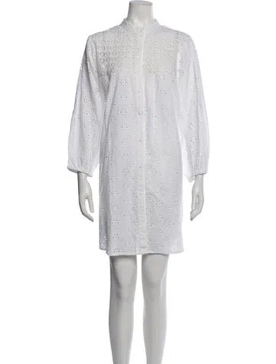 Pre-owned Melissa Odabash Lace Pattern Mini Dress W/ Tags In White