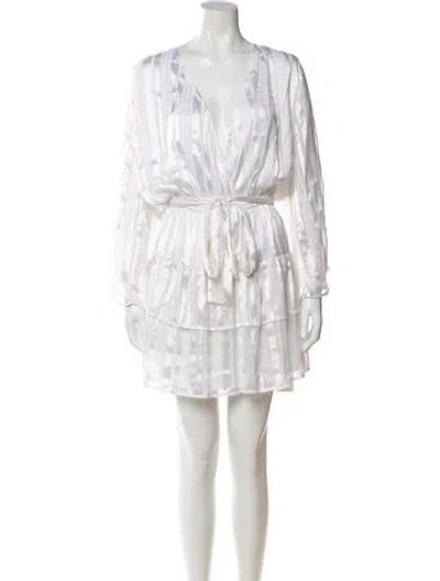 Pre-owned Melissa Odabash Lace Pattern Mini Dress In White