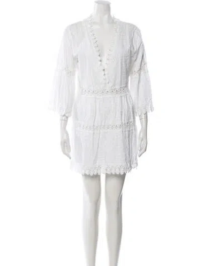 Pre-owned Melissa Odabash Lace Pattern Mini Dress In White