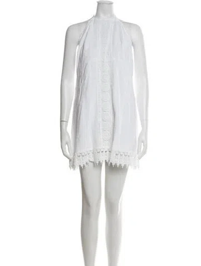 Pre-owned Melissa Odabash Lace Pattern Mini Dress In White