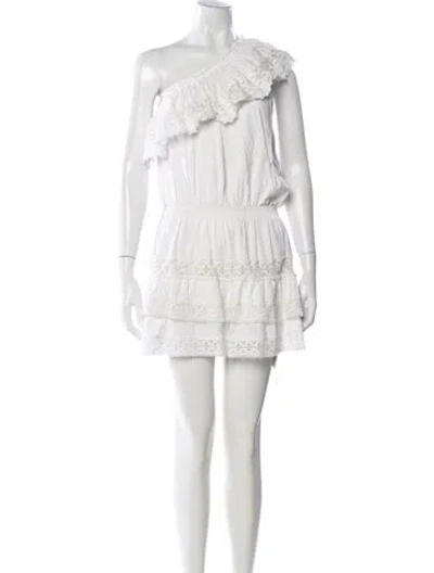 Pre-owned Melissa Odabash Lace Pattern Mini Dress In White