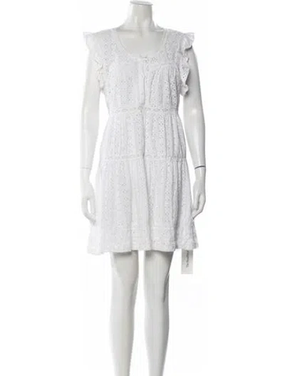 Pre-owned Melissa Odabash Lace Pattern Mini Dress In White