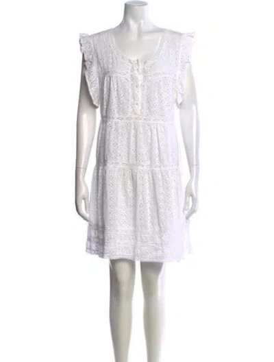 Pre-owned Melissa Odabash Lace Pattern Mini Dress In White