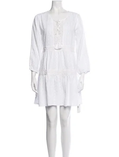 Pre-owned Melissa Odabash Lace Pattern Mini Dress In White