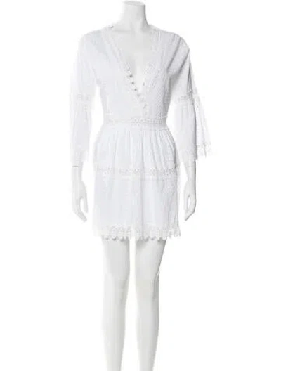 Pre-owned Melissa Odabash Lace Pattern Mini Dress In White